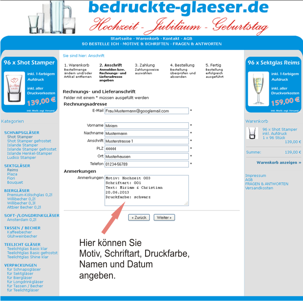 Hilfe für Bestellung